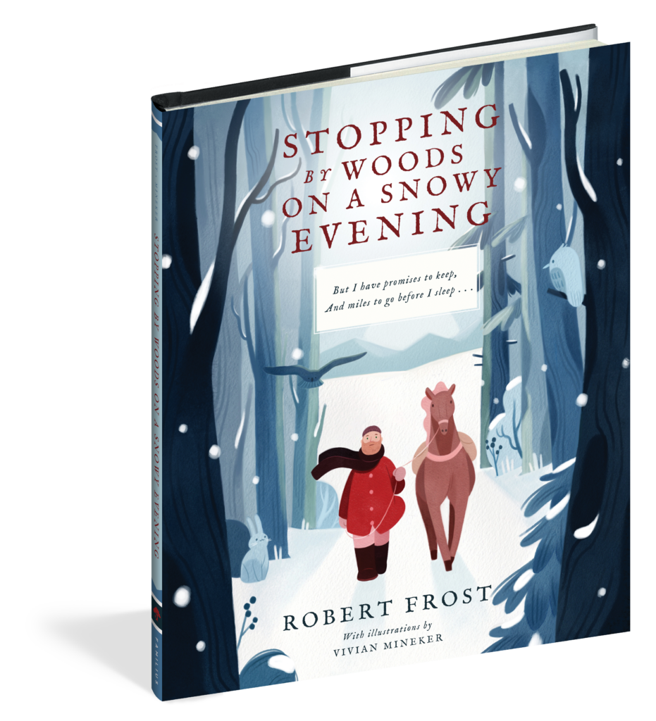 The cover of the picture book Stopping By Woods on a Snowy Evening.