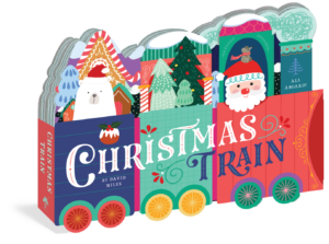 The cover of the unfoldable train board book Christmas Train.